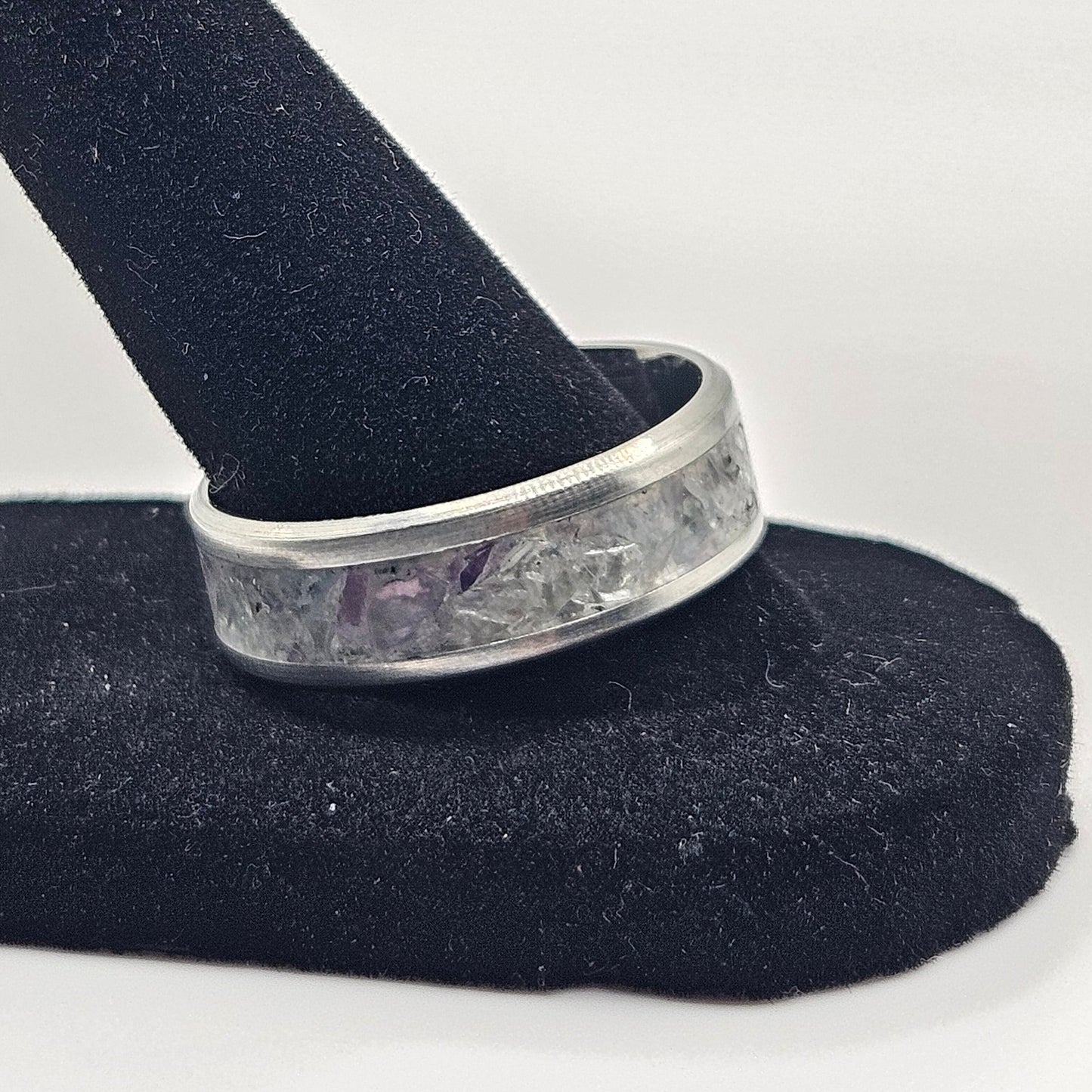 Rainbow Fluorite Stainless Steel Ring Sizes 4.5-12 Widths 8mm,6mm,2mm