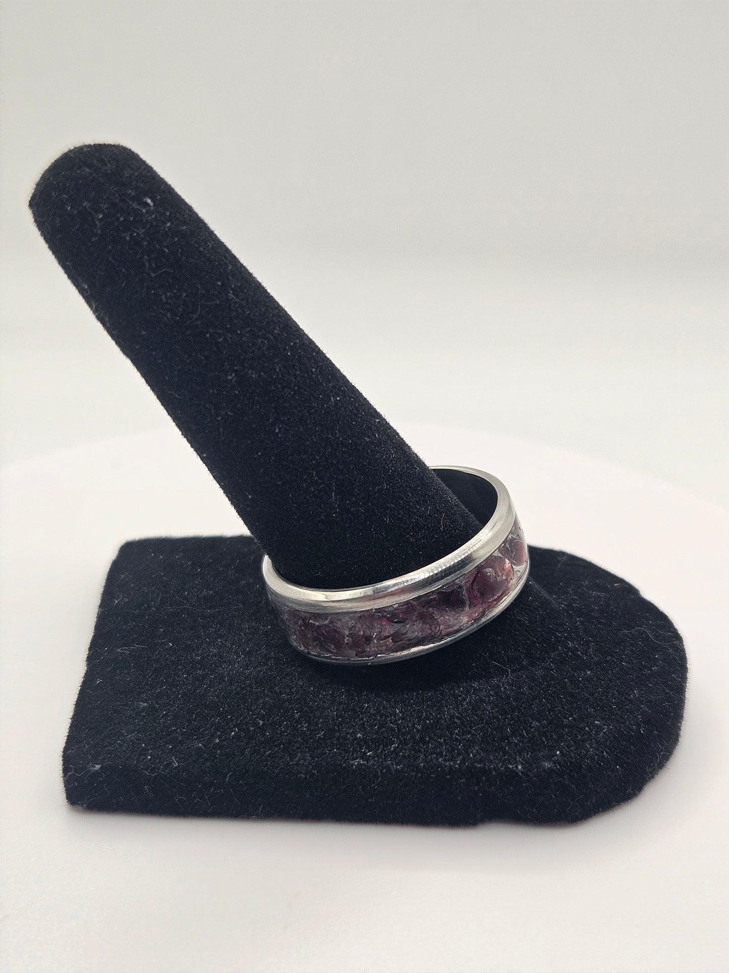 January's birthstone Garnet Stainless Steel sizes 7-12 8mm width