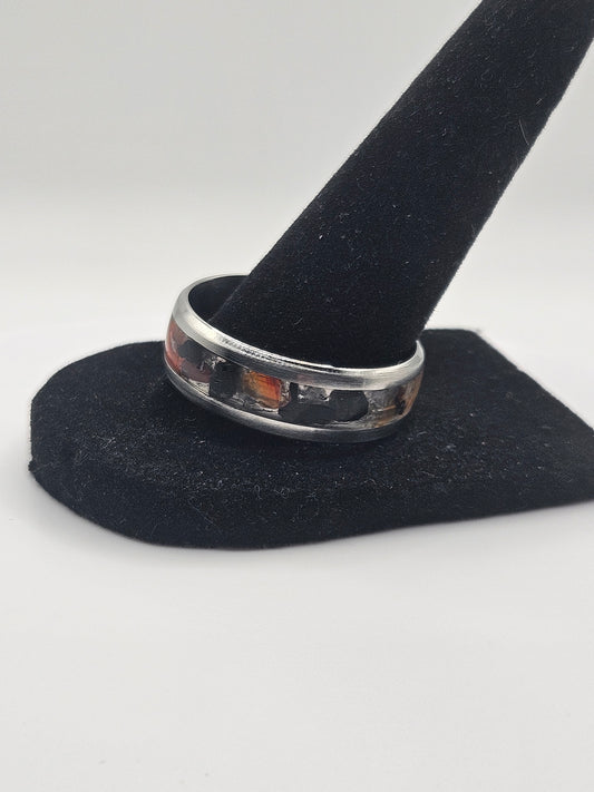 Carnelian, Black Tourmaline, and Rose Quartz mix Stainless Steel sizes 7-12 8mm width