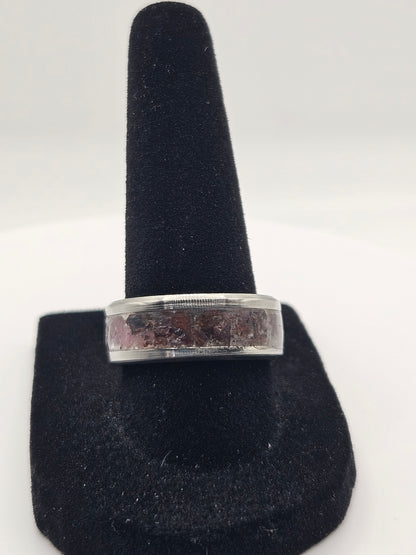July's birthstone Raw Ruby Stainless Steel Ring Sizes 7-12 8mm