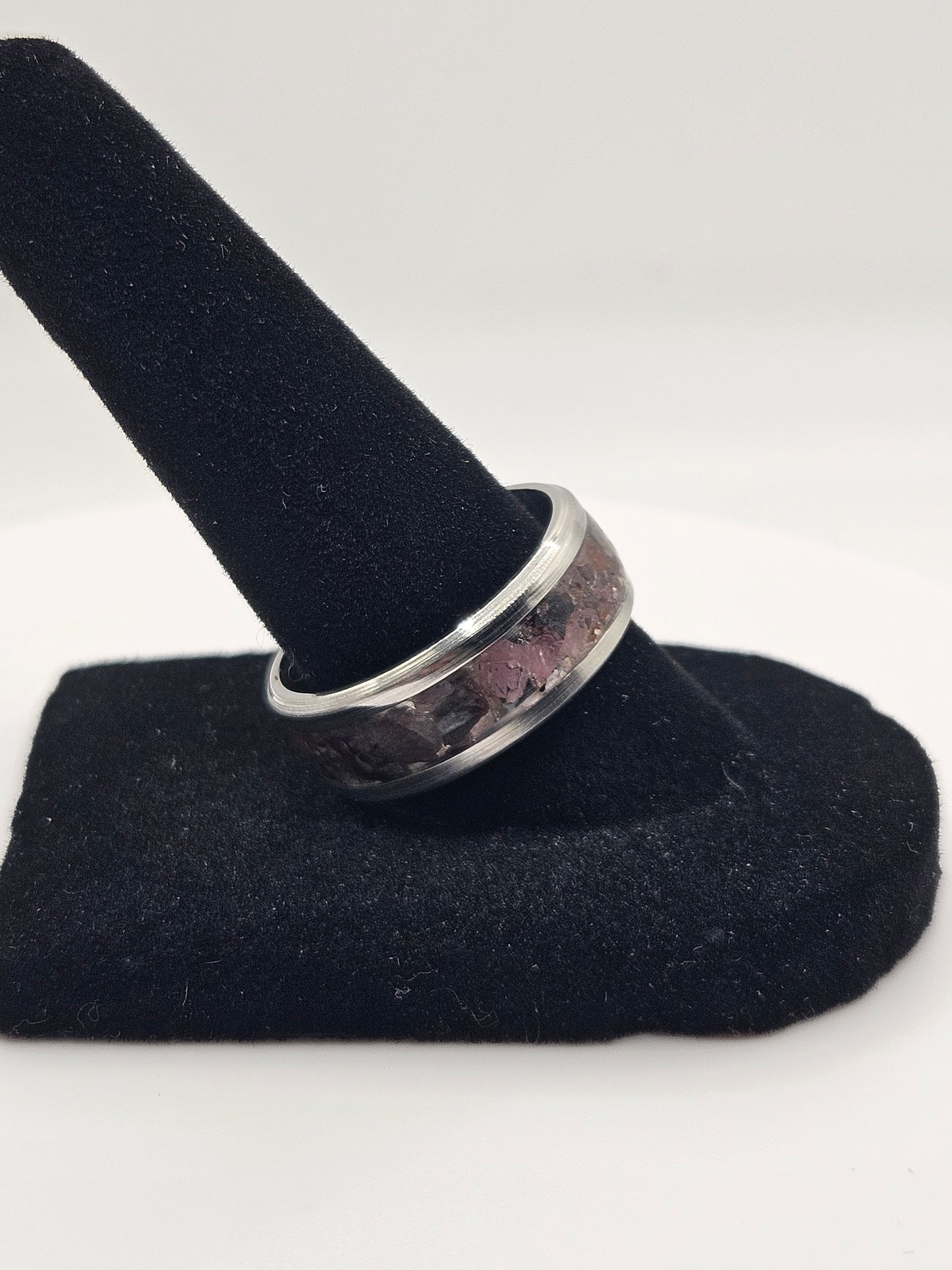 July's birthstone Raw Ruby Stainless Steel Ring Sizes 7-12 8mm