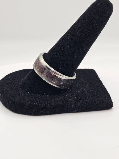 July's birthstone Raw Ruby Stainless Steel Ring Sizes 7-12 8mm