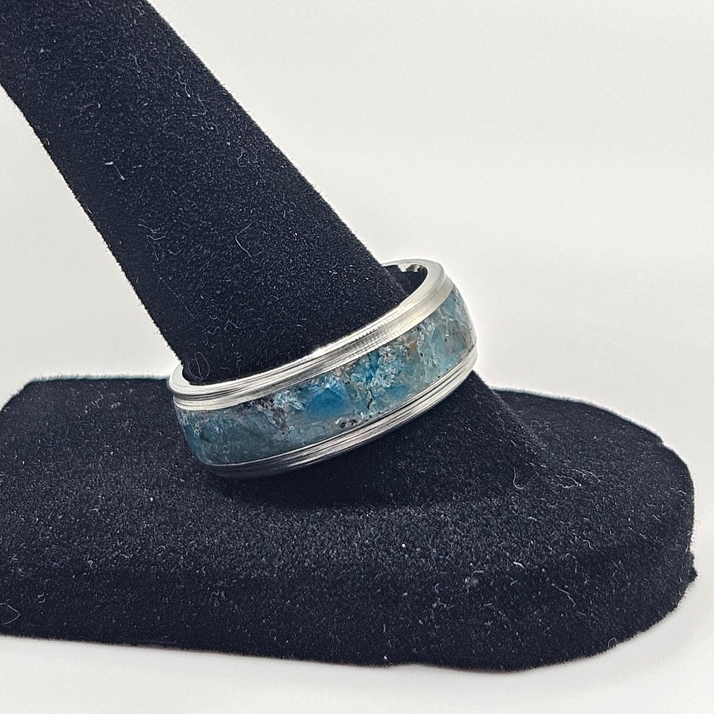 Apatite Ring with Stainless Steel Core sizes 4.5-12 Widths 8mm,6mm,2mm