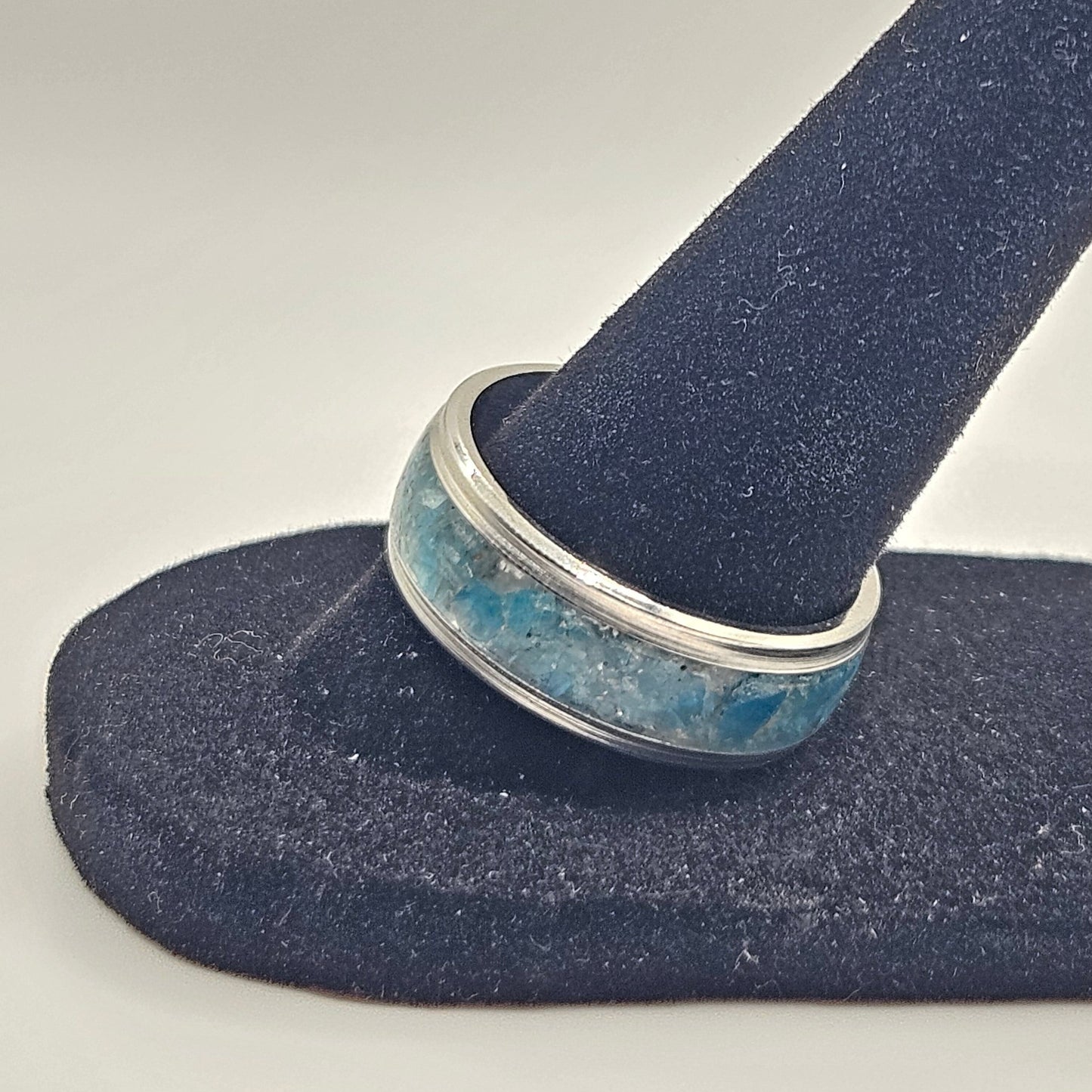 Apatite Ring with Stainless Steel Core sizes 4.5-12 Widths 8mm,6mm,2mm