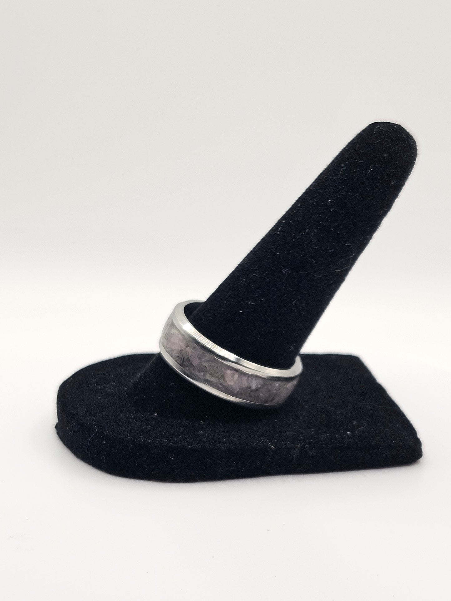 Kunzite Stainless Steel Ring Sizes 7-12 8mm width