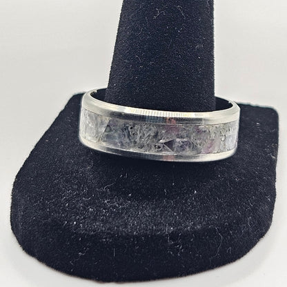 Rainbow Fluorite Stainless Steel Ring Sizes 4.5-12 Widths 8mm,6mm,2mm