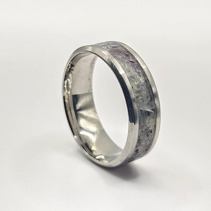 Silver ring on a white background