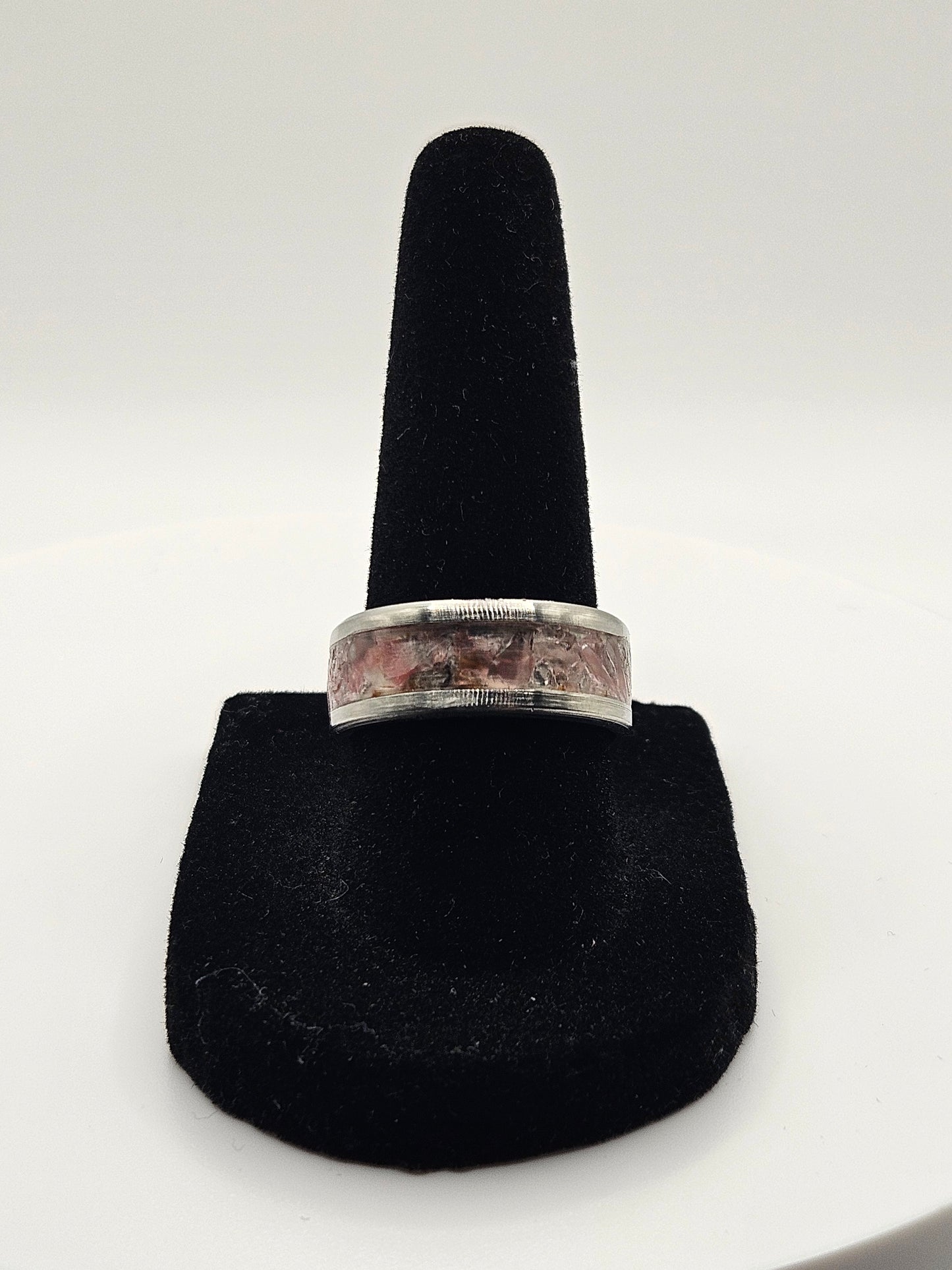 Strawberry Quartz Stainless Steel Ring Sizes 4.5-12 Widths 8mm,6mm,2mm