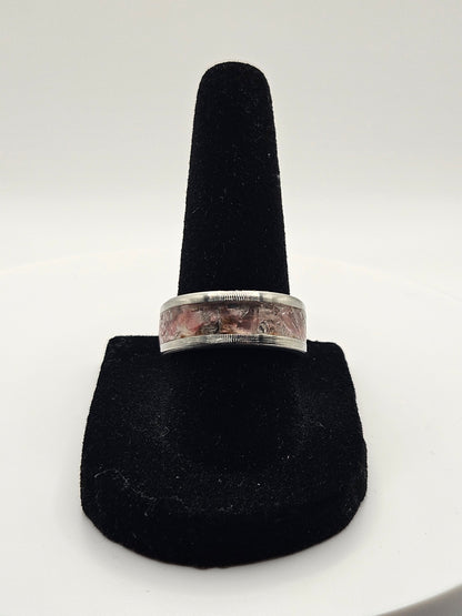 Strawberry Quartz Stainless Steel Ring Sizes 4.5-12 Widths 8mm,6mm,2mm