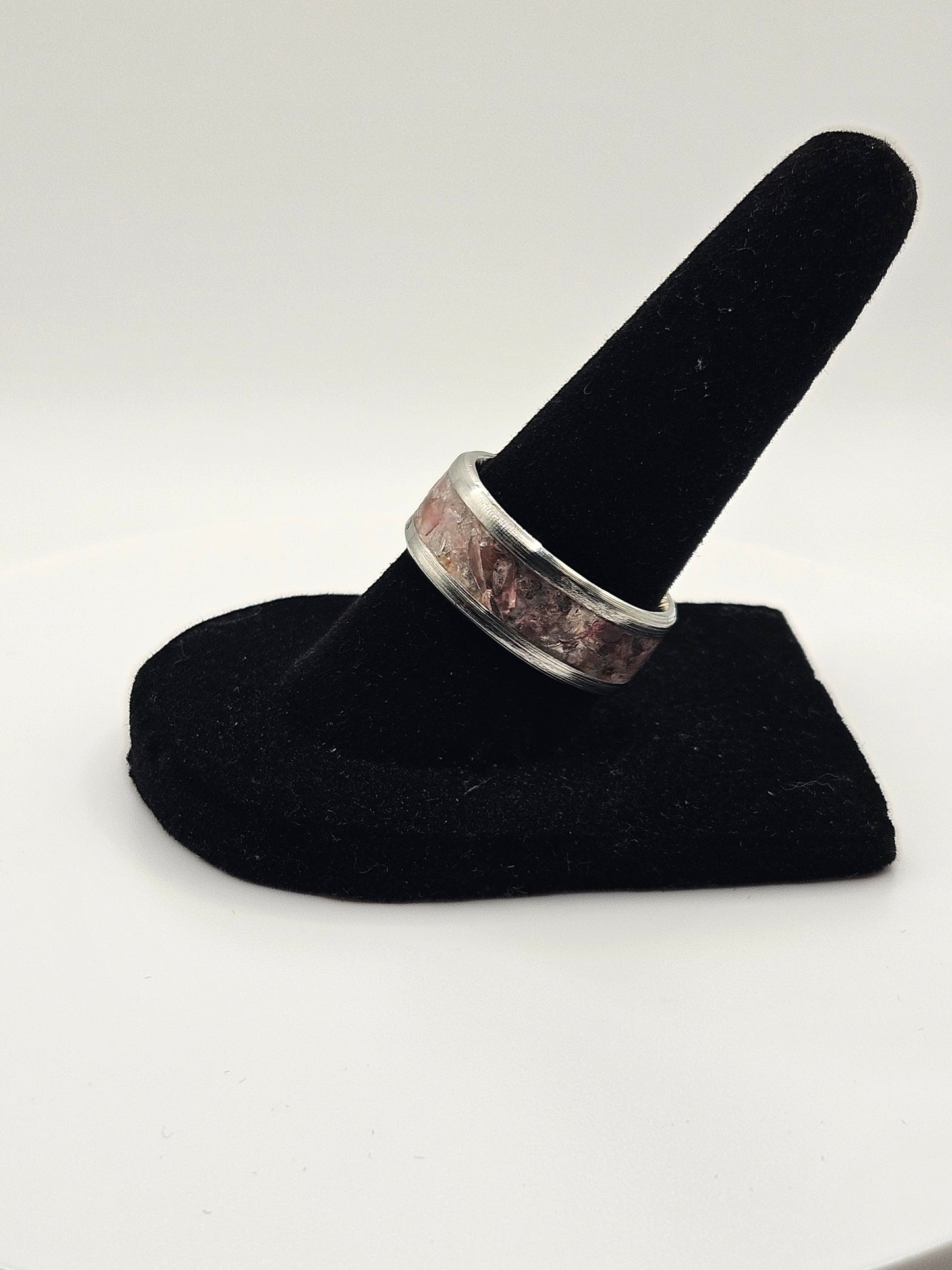 Strawberry Quartz Stainless Steel Ring Sizes 4.5-12 Widths 8mm,6mm,2mm