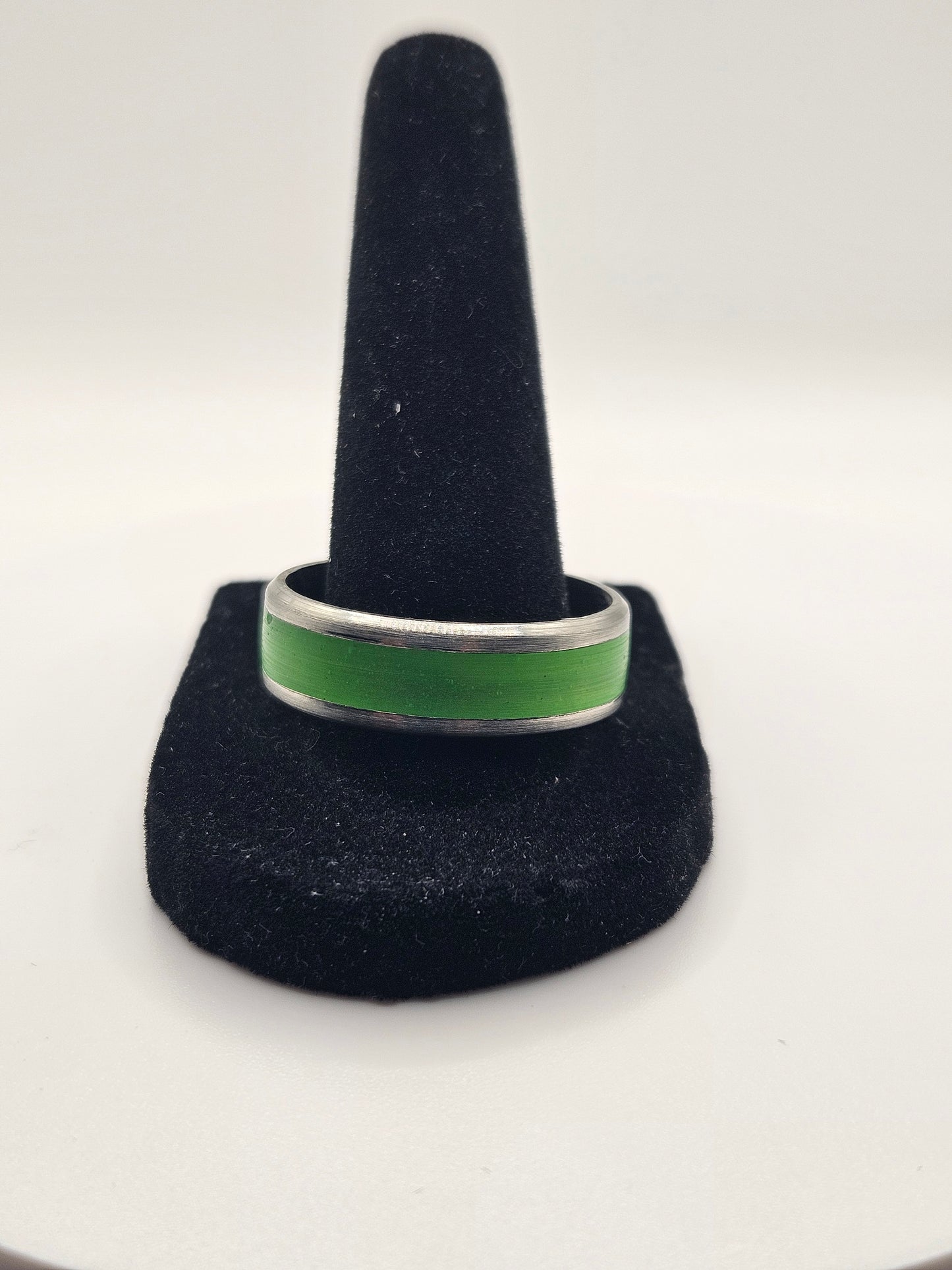 Green glow powder in resin Stainless Steel sizes 4.5-12 Widths 8mm,6mm,2mm