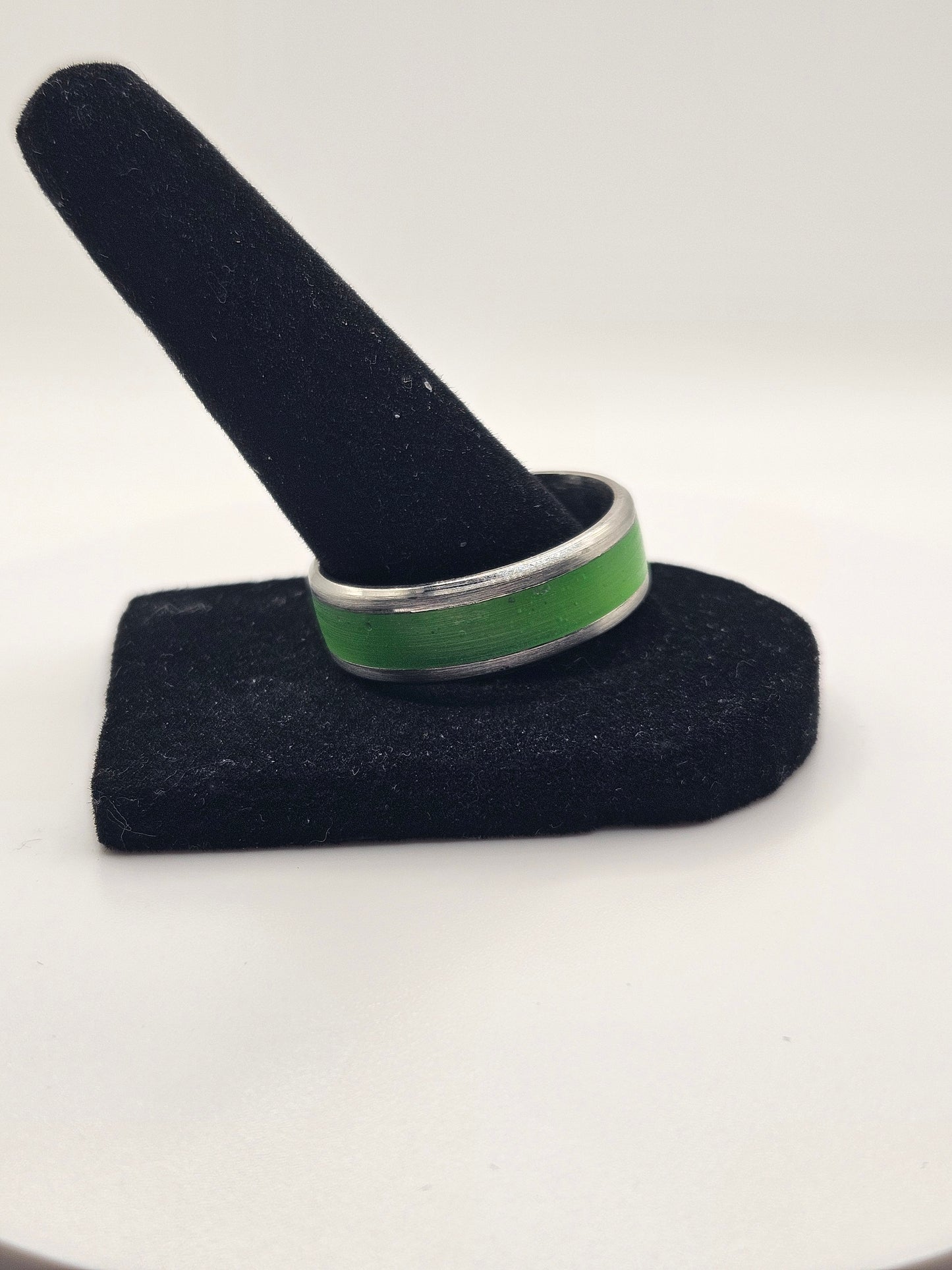 Green glow powder in resin Stainless Steel sizes 4.5-12 Widths 8mm,6mm,2mm