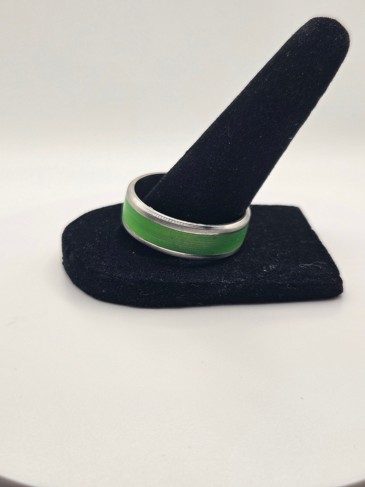 Green glow powder in resin Stainless Steel sizes 4.5-12 Widths 8mm,6mm,2mm