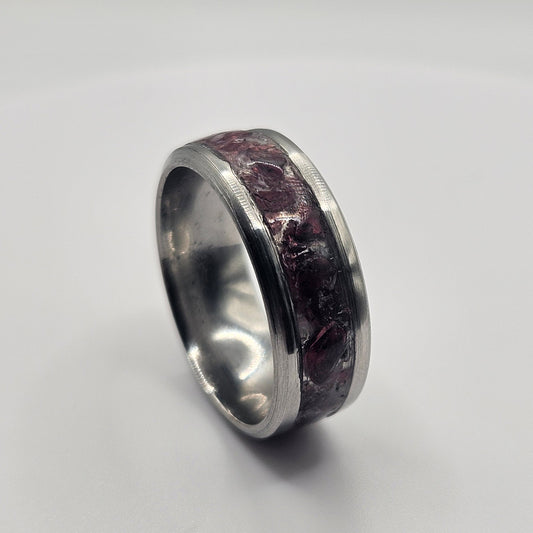 January's birthstone Garnet Stainless Steel sizes 7-12 8mm width