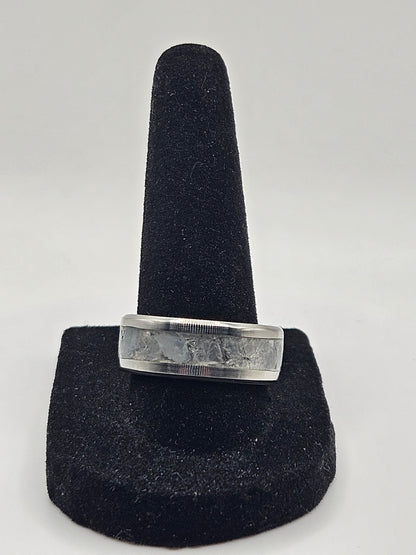 March's birthstone Aquamarine Stainless Steel sizes 7-12 8mm width