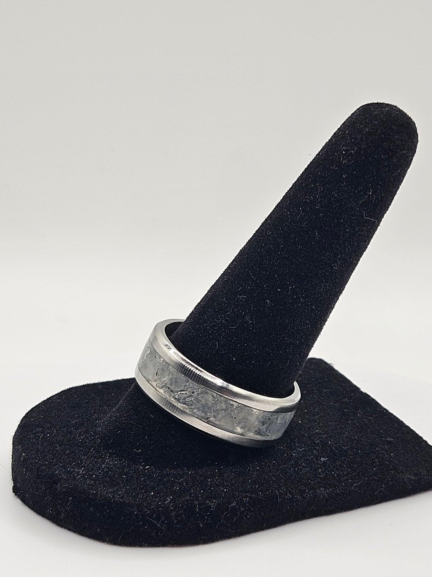 March's birthstone Aquamarine Stainless Steel sizes 7-12 8mm width