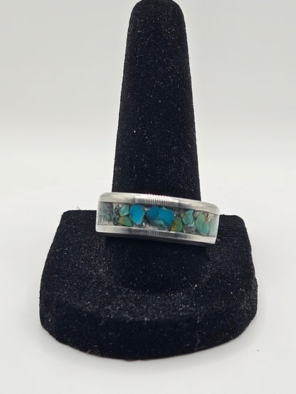 December's birthstone Turquoise Stainless Steel sizes 7-12 8mm width