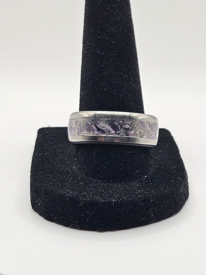 February's birthstone Amethyst Stainless Steel sizes 7-12 8mm width