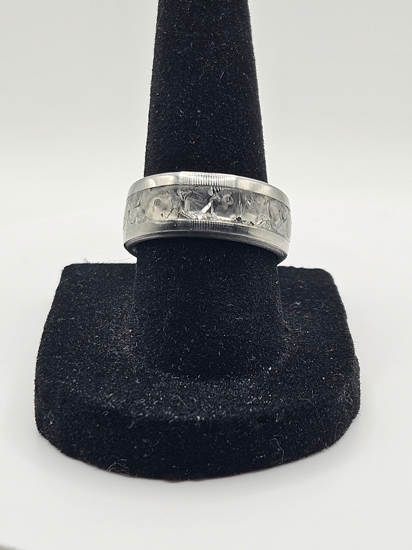 April's birthstone Diamond Stainless Steel sizes 7-12 8mm width