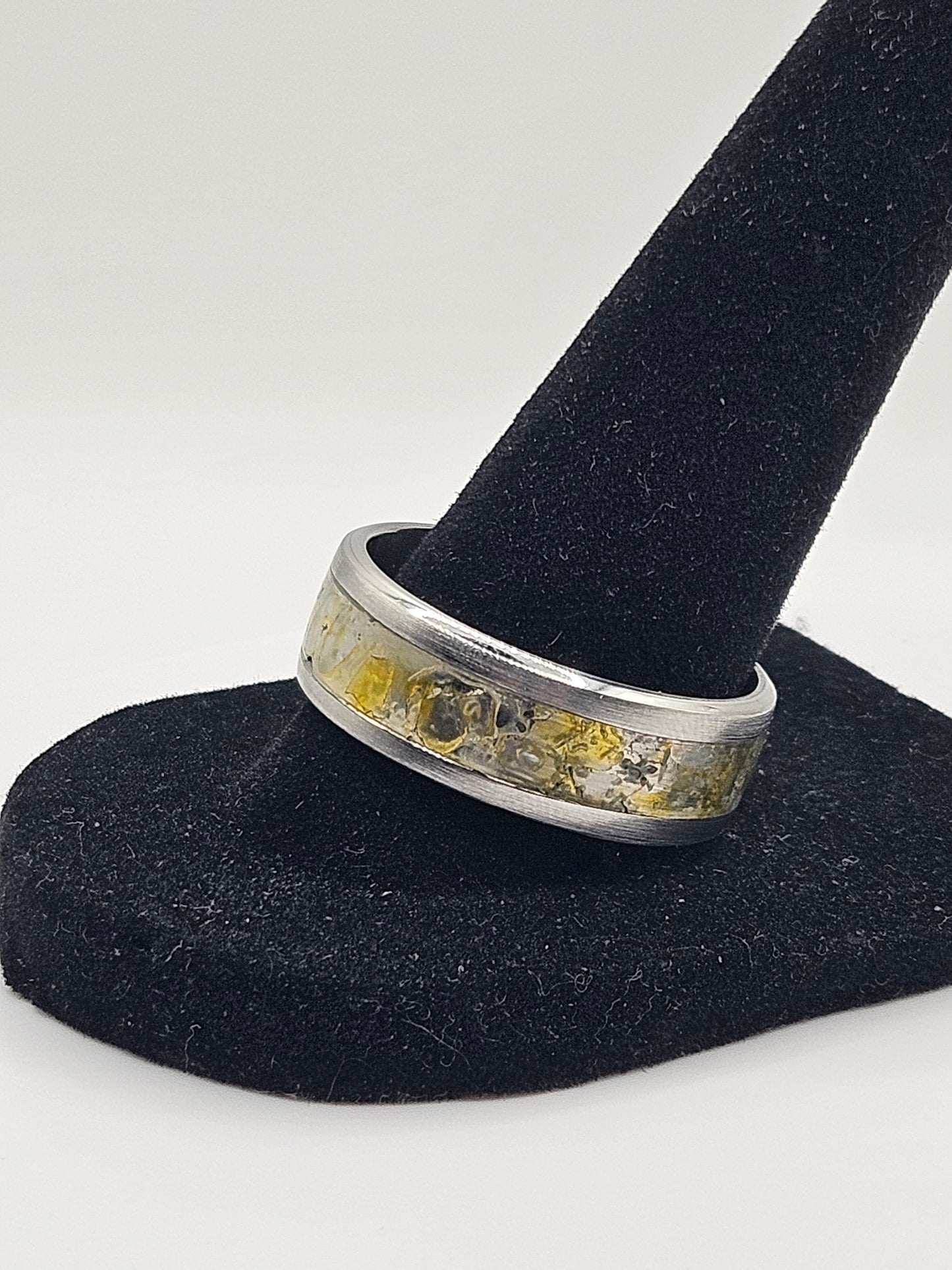 November's birthstone Citrine Stainless Steel sizes 7-12 8mm width