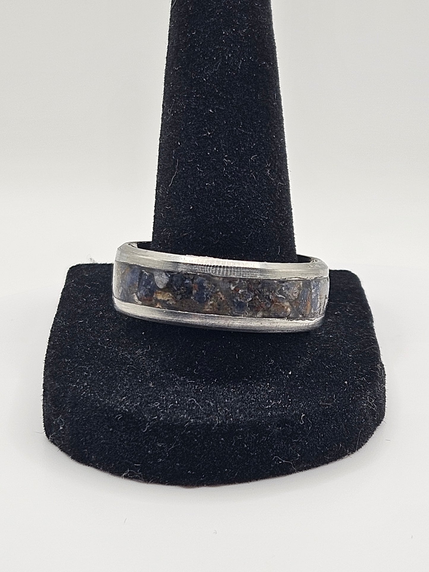 September's birthstone Blue Sapphire Stainless Steel sizes 7-12 8mm width