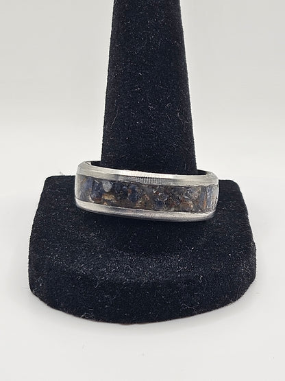 September's birthstone Blue Sapphire Stainless Steel sizes 7-12 8mm width