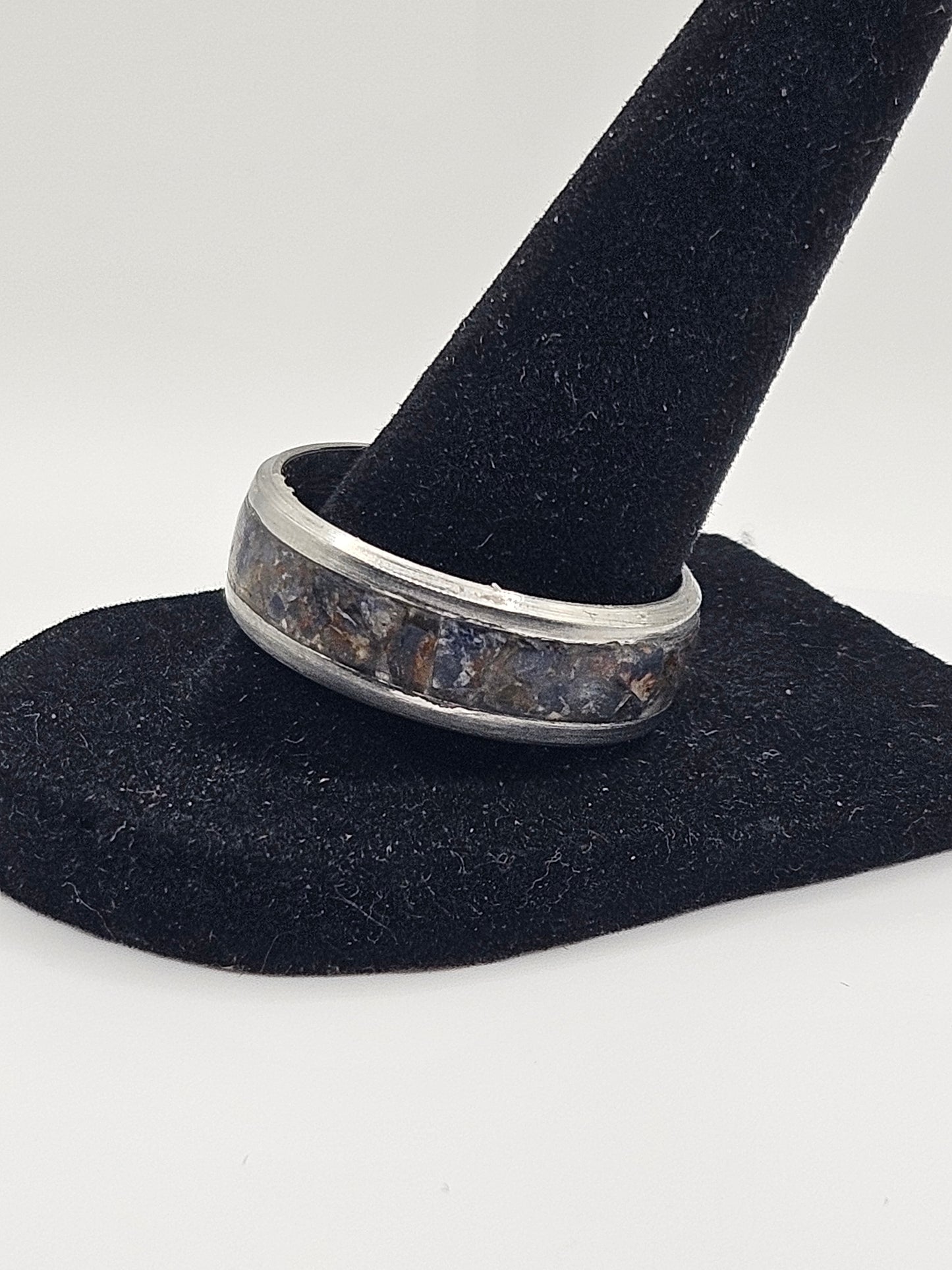 September's birthstone Blue Sapphire Stainless Steel sizes 7-12 8mm width