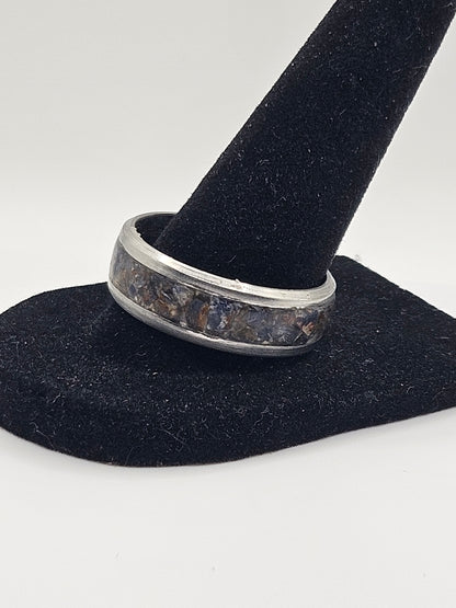 September's birthstone Blue Sapphire Stainless Steel sizes 7-12 8mm width