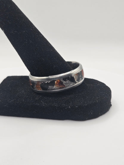 Carnelian, Black Tourmaline, and Rose Quartz mix Stainless Steel sizes 7-12 8mm width