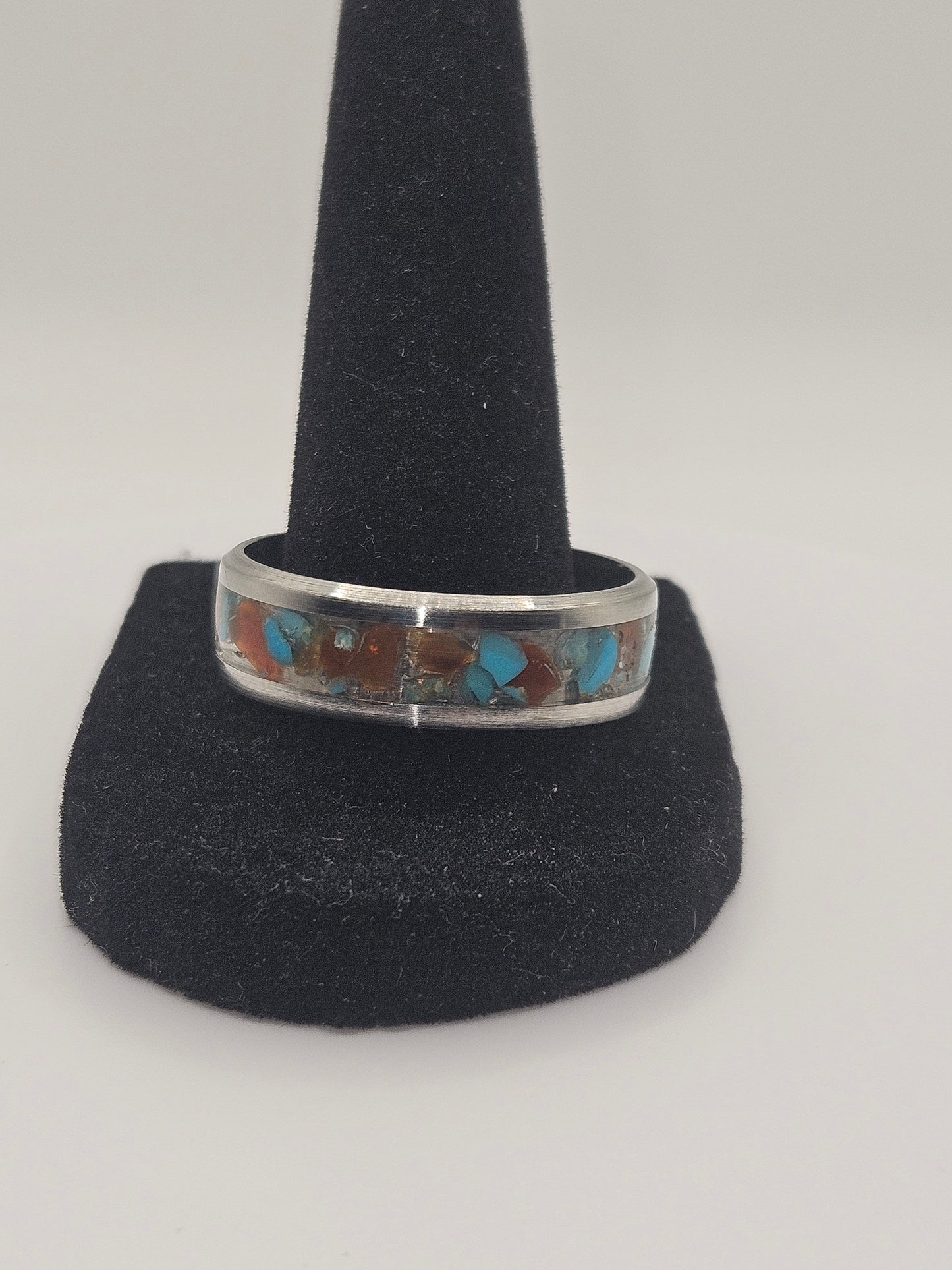 Carnelian and Turquoise mix Stainless Steel sizes 7-12 8mm width