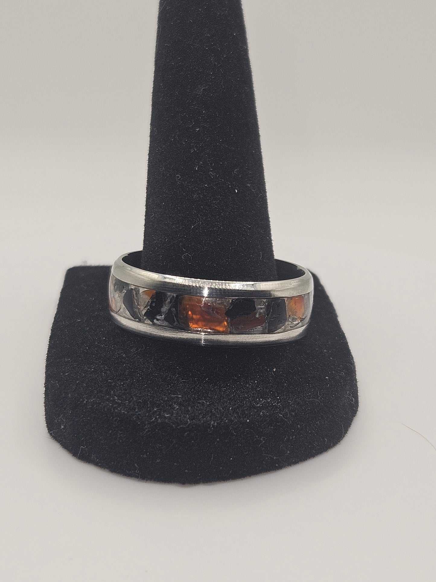 Carnelian, Black Tourmaline, and Rose Quartz mix Stainless Steel sizes 7-12 8mm width