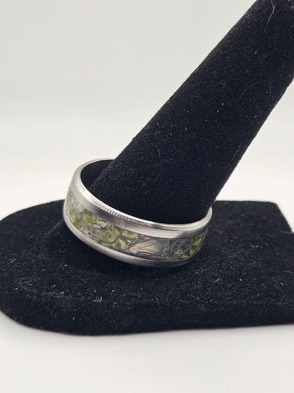 Peridot and White Opal mix sizes 7-12 8mm width