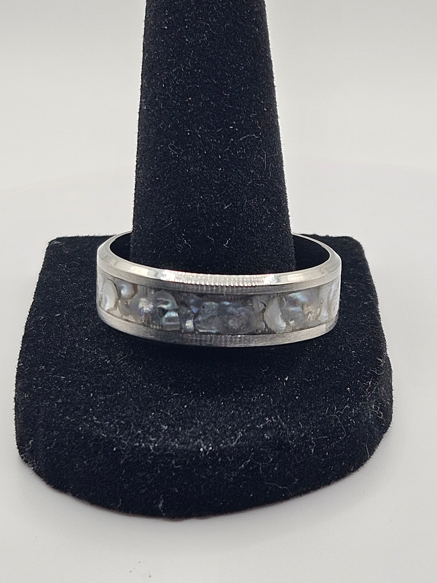 June's Birthstone Pearl Stainless Steel sizes 7-12 8mm width