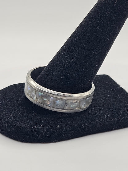 June's Birthstone Pearl Stainless Steel sizes 7-12 8mm width