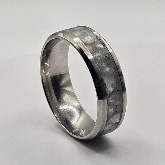 June's Birthstone Pearl Stainless Steel sizes 7-12 8mm width