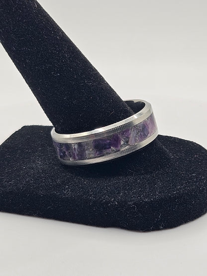 Purple Opal Stainless Steel sizes 4.5-12 8mm,6mm, and 2mm width