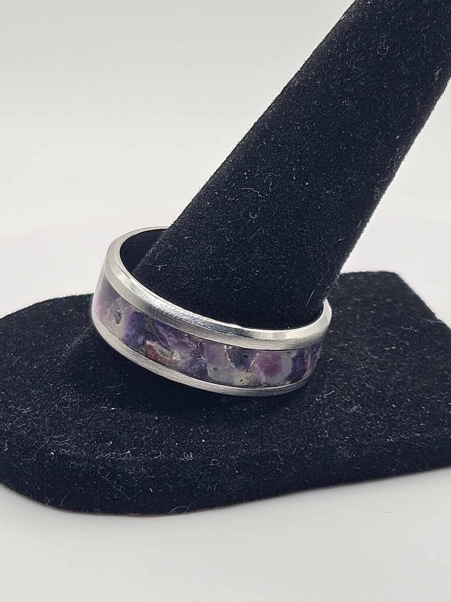 Purple Opal Stainless Steel sizes 4.5-12 8mm,6mm, and 2mm width