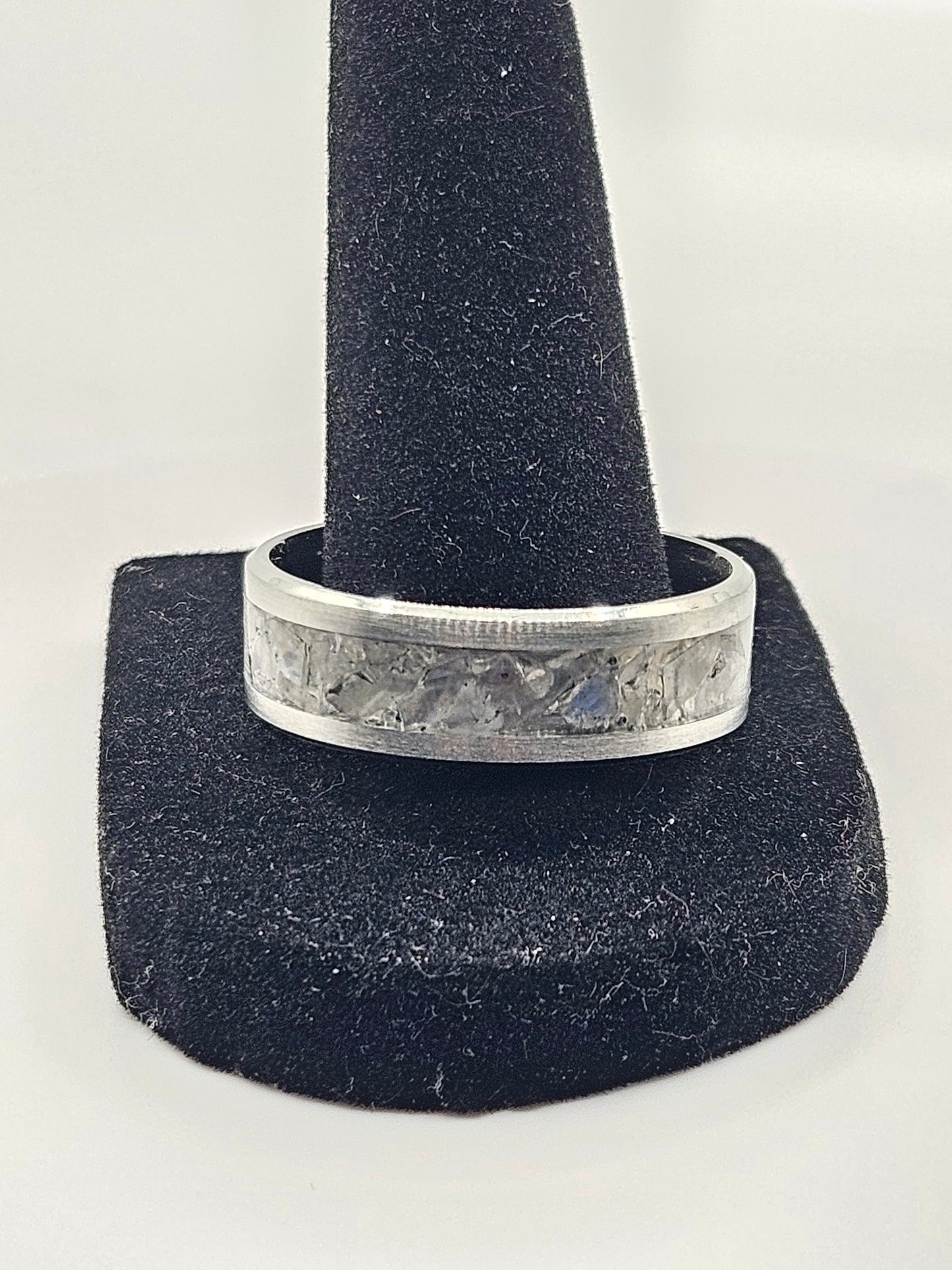 Grey Moonstone Stainless Steel sizes sizes 4.5-12 8mm,6mm, and 2mm width