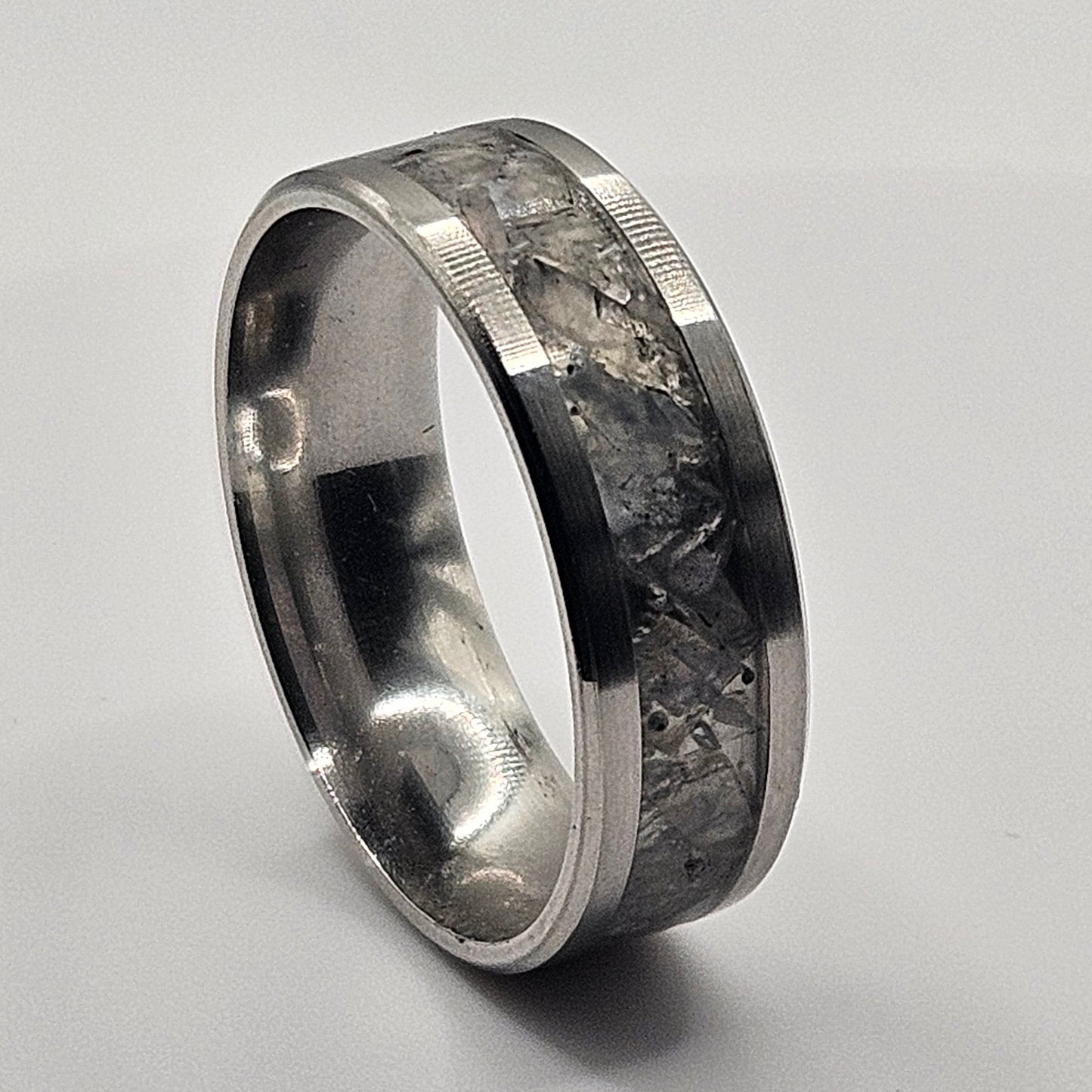 Grey Moonstone Stainless Steel sizes sizes 4.5-12 8mm,6mm, and 2mm width