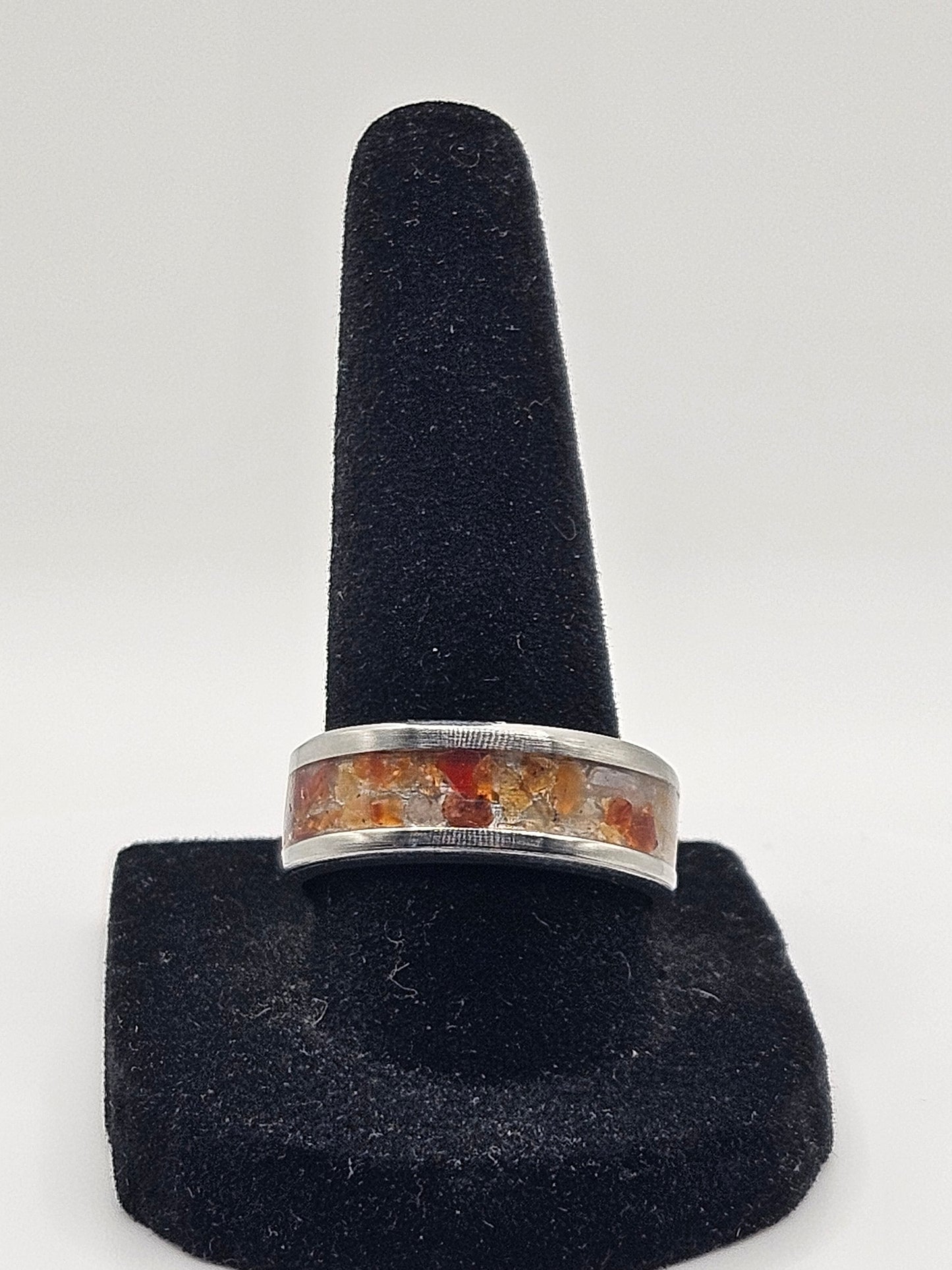 Carnelian Stainless Steel Ring Sizes 7-12 Width 8mm