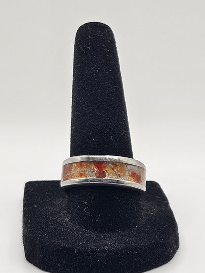 Carnelian Stainless Steel Ring Sizes 7-12 Width 8mm