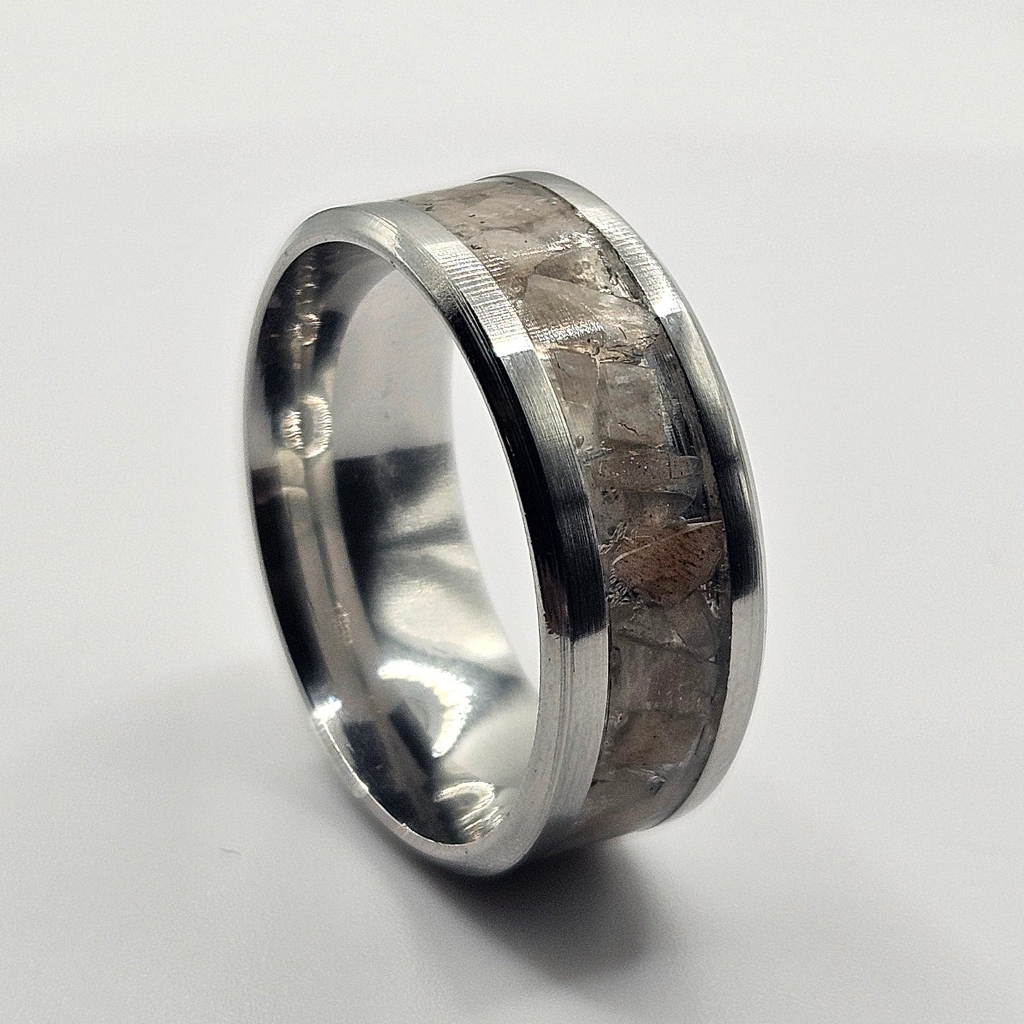 Peach Moonstone Stainless Steel Sizes 4.5-12 Widths 8mm,6mm,2mm