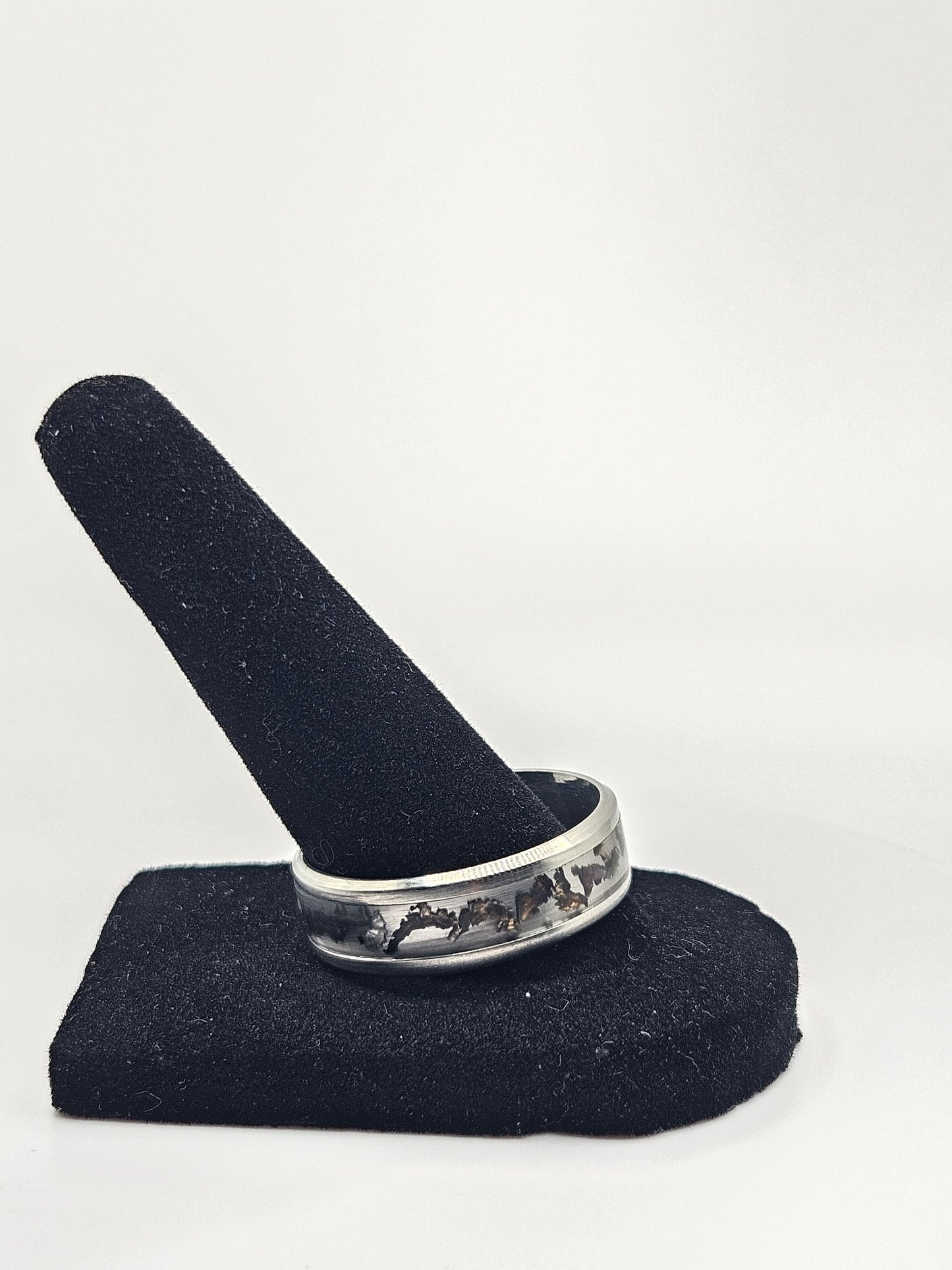 Meteorite Shavings in Resin Stainless Steel Sizes 7-12 8mm Width