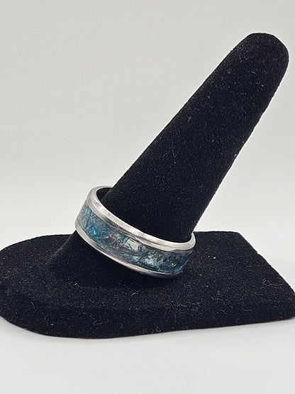 Blue Topaz Stainless Steel Ring Sizes 7-12 Width 8mm
