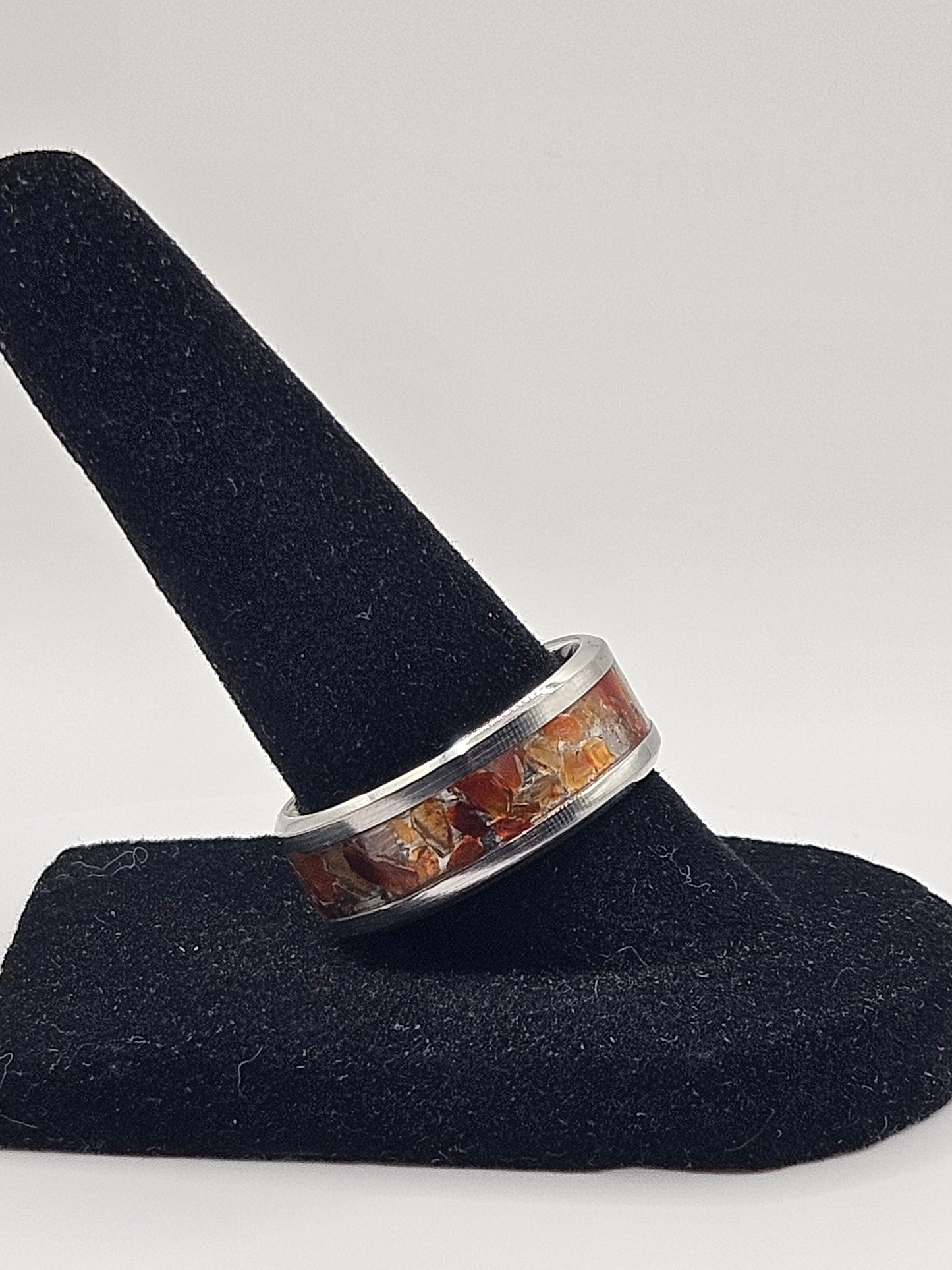 Carnelian Stainless Steel Ring Sizes 7-12 Width 8mm