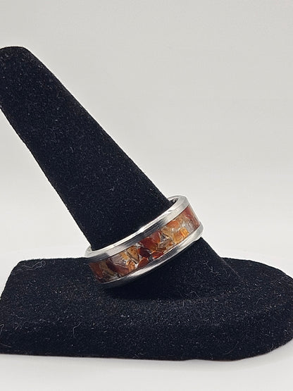 Carnelian Stainless Steel Ring Sizes 7-12 Width 8mm