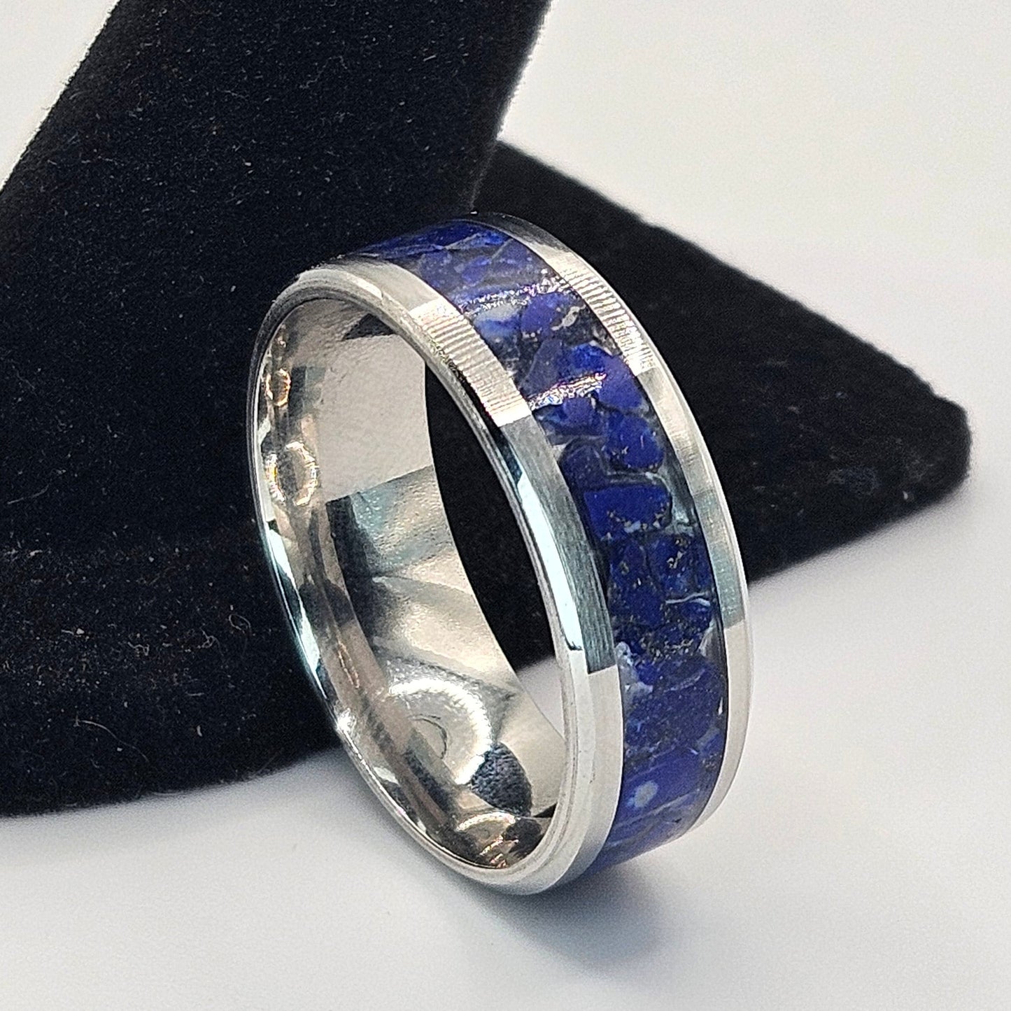 Lapis Lazuli Stainless Steel sizes 4.5-12 Widths 8mm,6mm,2mm
