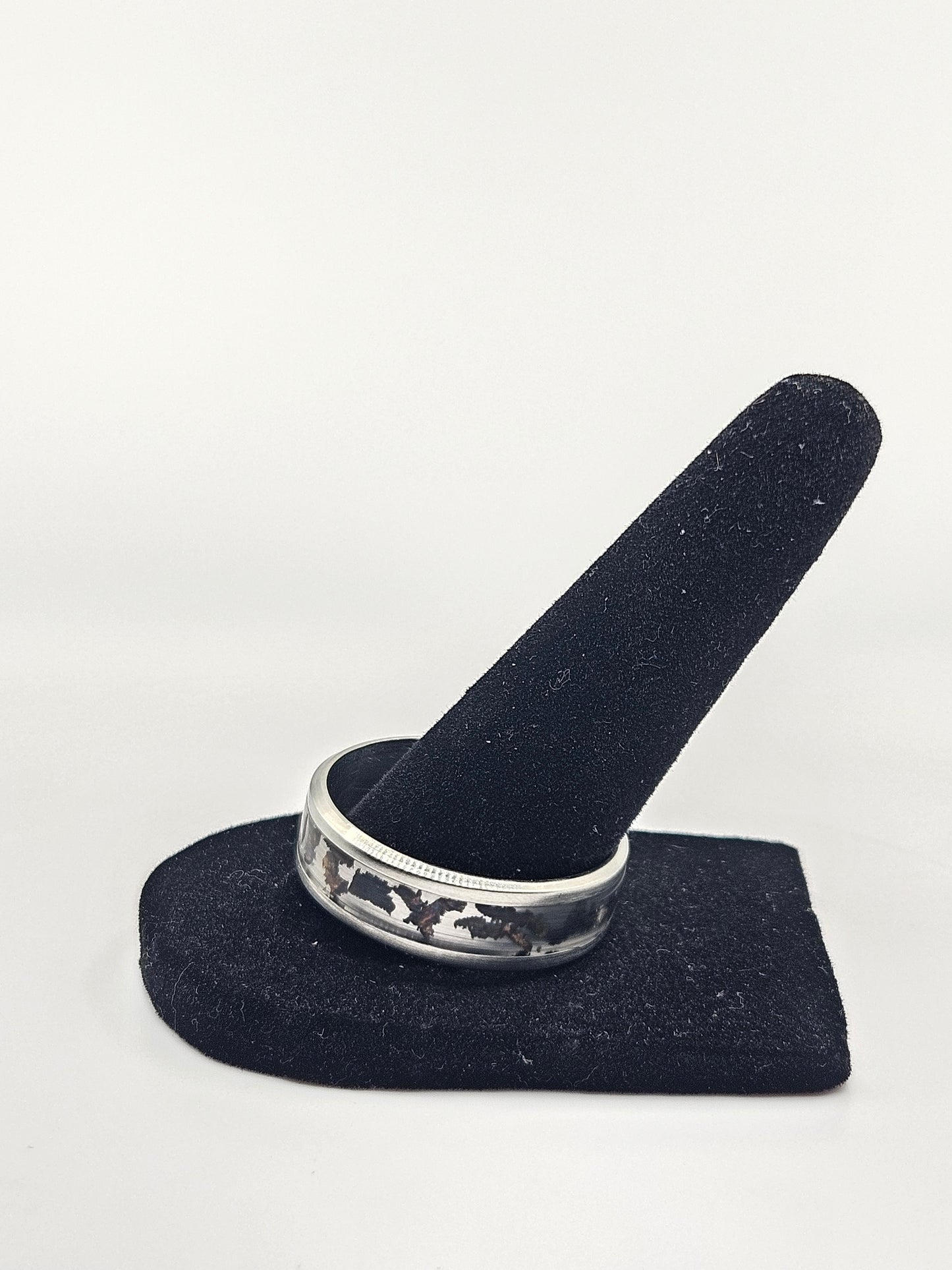 Meteorite Shavings in Resin Stainless Steel Sizes 7-12 8mm Width