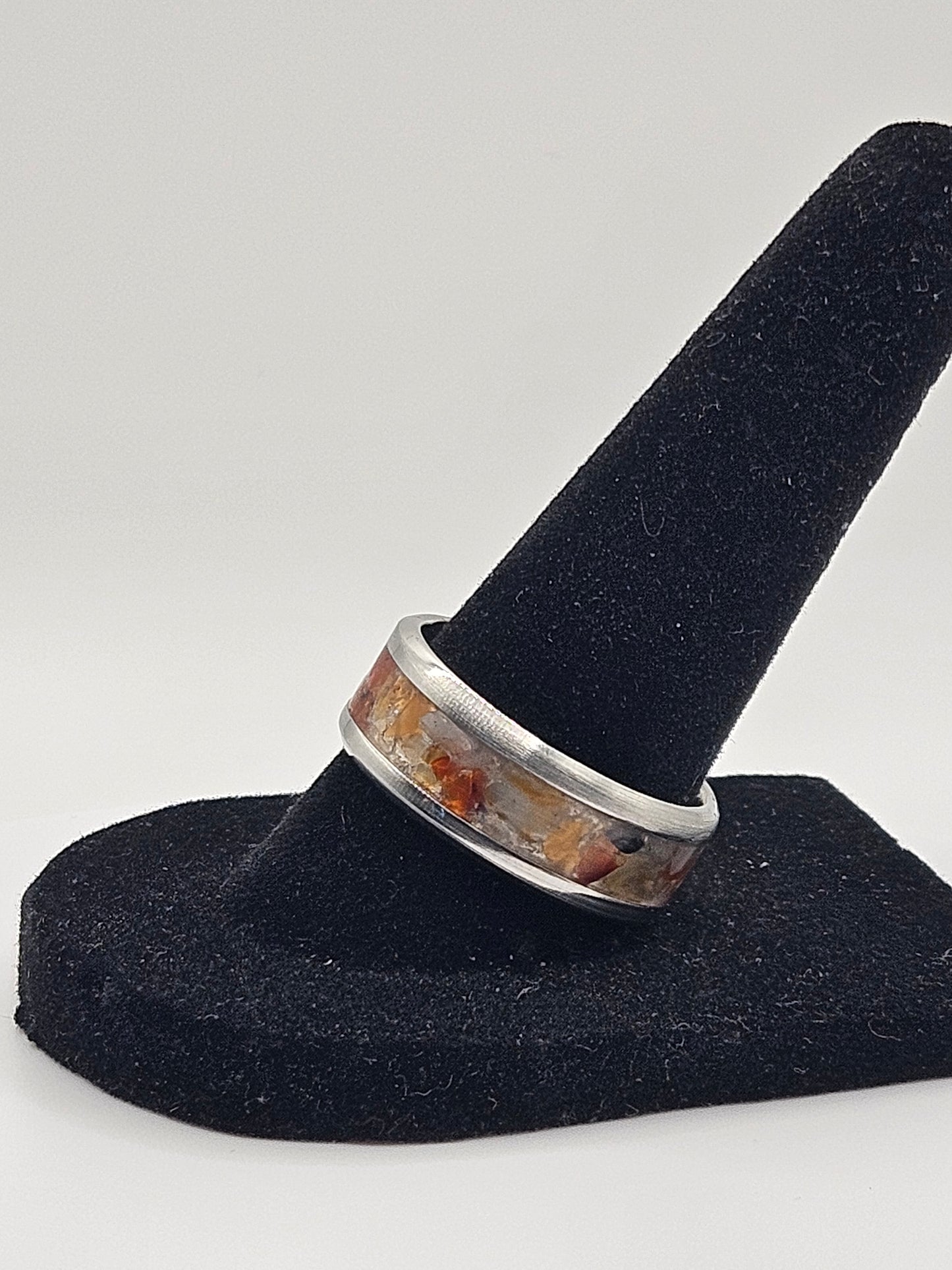 Carnelian Stainless Steel Ring Sizes 7-12 Width 8mm